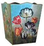 Marye-Kelley Floral 1 on Aqua Wastepaper Basket - Judy At The Rink